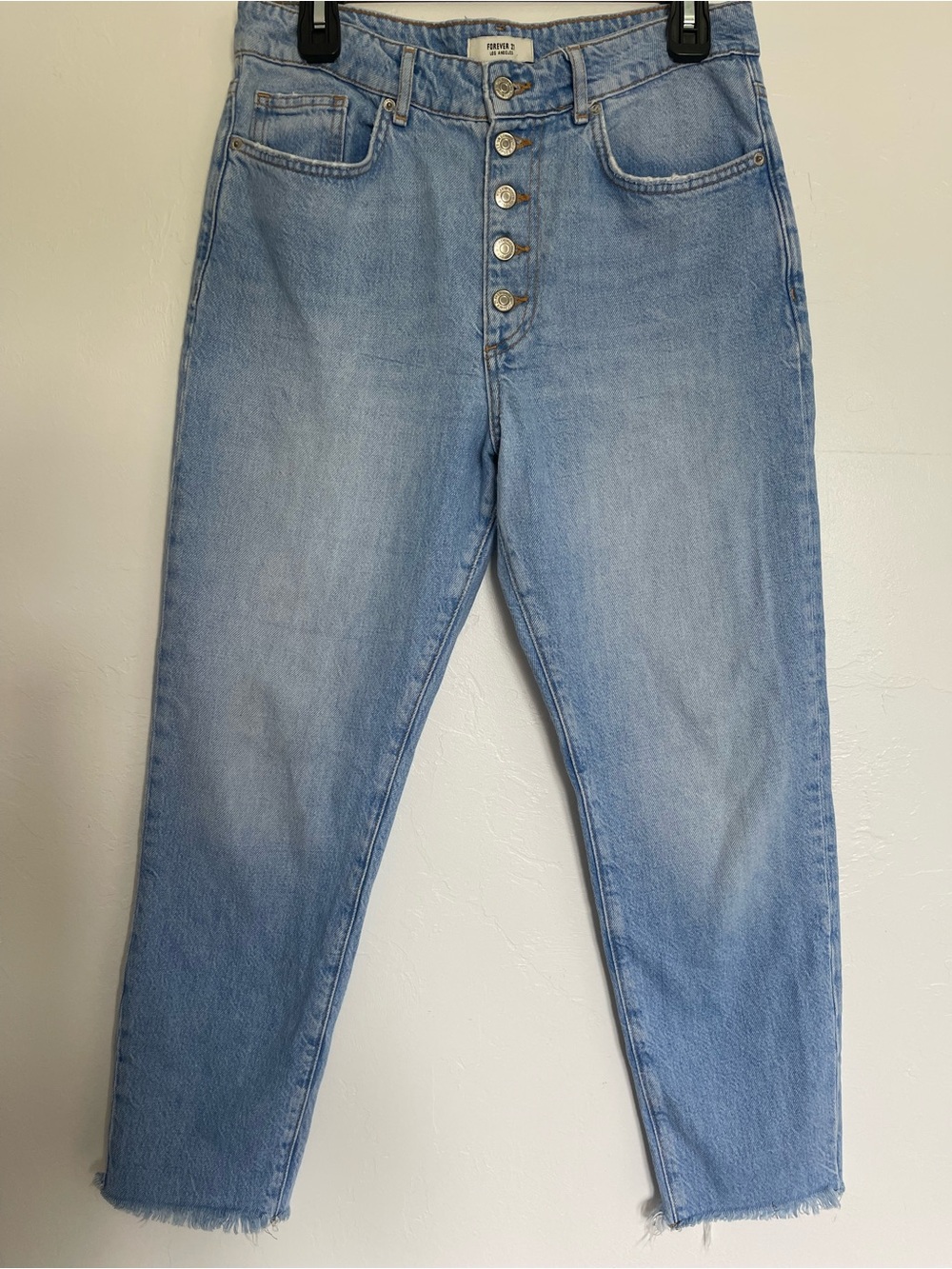 Forever 21 Light Blue High-Rise Button-Fly Cropped Jeans SZ 28